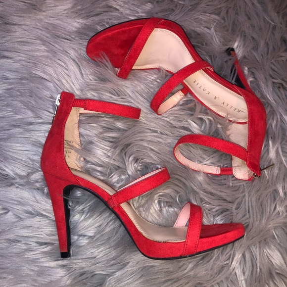 red three strap heels